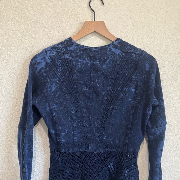 Caamana Sweaters Womens Small Button Down Blue Gothic Lace Top Grunge Y2K Eyelet - Picture 5 of 8